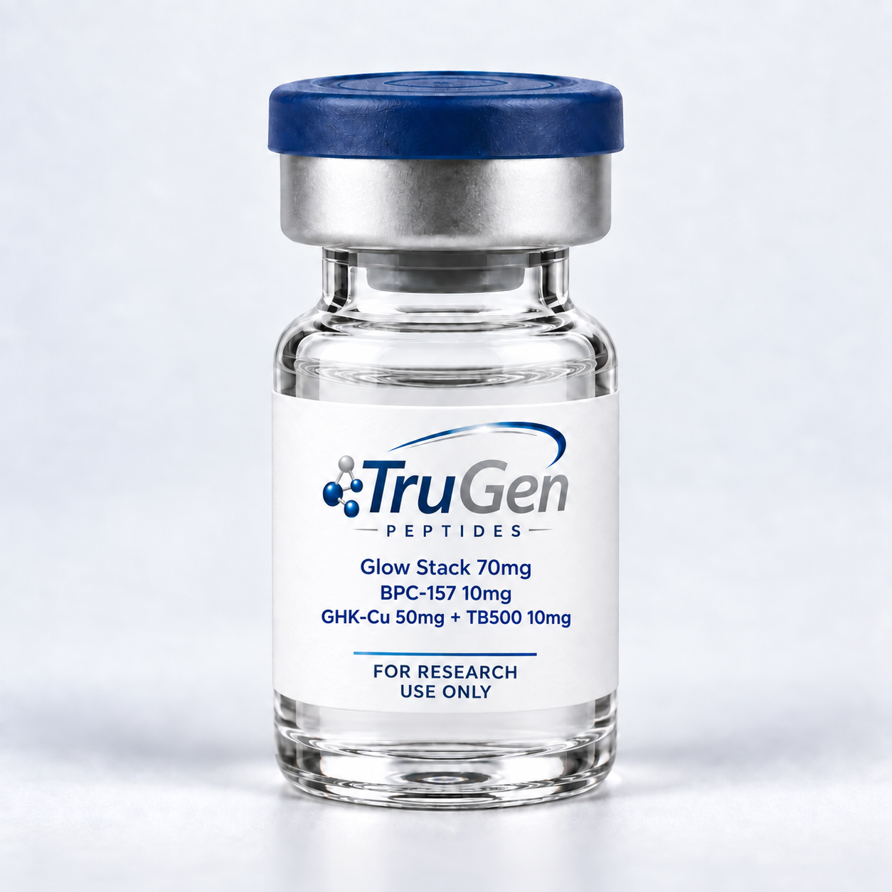 TruGen Glow Stack 70mg (BPC-157 10mg + GHK-Cu 50mg + TB500 10mg) — for research use only